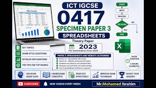 ICT IGCSE 0417 specimen paper 3 Task 3 Spreadsheets