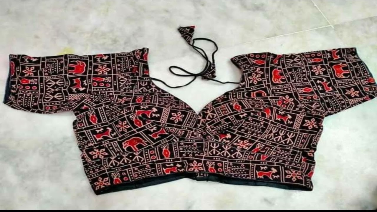 Amazing ajrakh blouse | padded blouse designs latest | ajrakh print blouse designs
