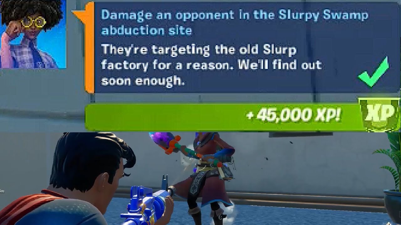 Damage an Opponent in the Slurpy Swamp Abduction Site - Fortnite