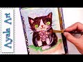 Acrylic Paint Tutorial Black Cat  🐱 Cute EASY FOLK Mixed Media