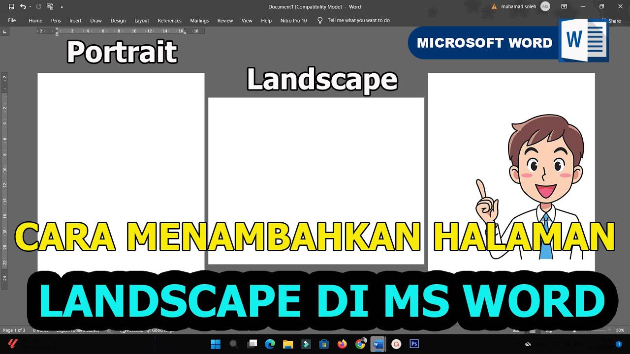 Cara menambahkan halaman landscape pada word youtube