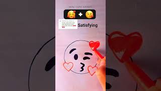 satisfying Emoji Art 🥰+😘 #emojiart #satisfying #drawing
