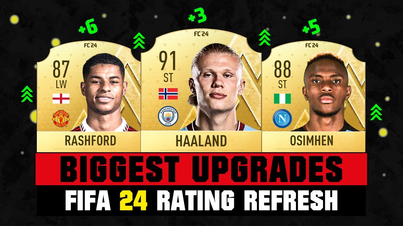 FIFA 24  BIGGEST RATING UPGRADES (EA FC 24)! 💀😲 ft. Haaland, Rashford,  Osimhen… 