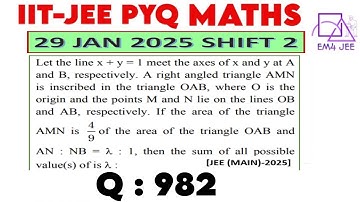 Let the line x + y = 1 meet the axes of x and y at A and B, respectively.A right angled triangle AMN