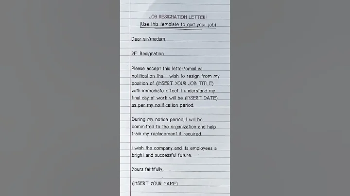 JOB RESIGNATION LETTER TEMPLATE (How to Quit Your Job!) #shorts - DayDayNews