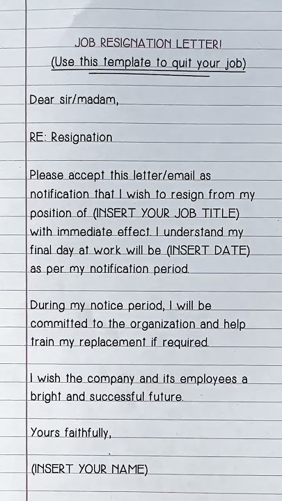 JOB RESIGNATION LETTER TEMPLATE (How to Quit Your Job!) #shorts