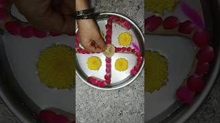 Easy Ganesh Pooja Aarti Plate Decoration with Flowers 🙏🌺🌹