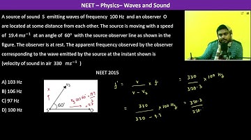 A source of sound  S  emitting waves of frequency  100 Hz  and an observer  O  are located at