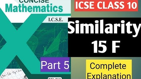 Similarity | Exercise F Full Explanation | ICSE Class 10 Maths | Chapter 15 Geometry