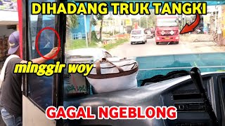 VIRAL!!BUS GAGAL NGEBLONG DI HADANG TRUCK TANGKI APA YANG TERJADI