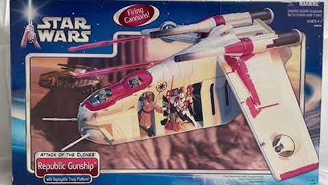 2002 Star Wars Attack Of The Clones - First Release Republic Gunship With Real Firing Cannons