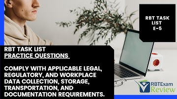 RBT Task List Study Guide | Transporting and Storing Data (E-5) | RBT Exam and Competency Review