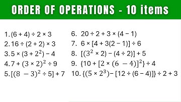 Order of Operations - Civil Service Exam (10 items)