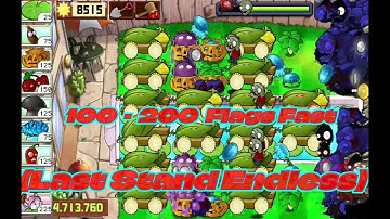 Plants vs. Zombies Last Stand Endless 100 - 200 Flags (16 Cob Cannon Strategy) PART 2