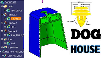 DOG HOUSE USING CATIA | Doghouse Plastic Feature | Trim Panel Retainer Clip | OnlineClass 9657062890
