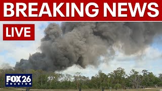 🔴LIVE: Crews working to put out fire at decommissioned electrical plant near San Leon, Texas