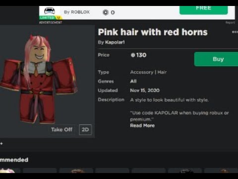 New Anime Ugc Item Zero Two Hair Pink Hair With Red Horns Youtube New Anime Ugc Item Zero Two Hair Pink Hair With Red Horns Youtube