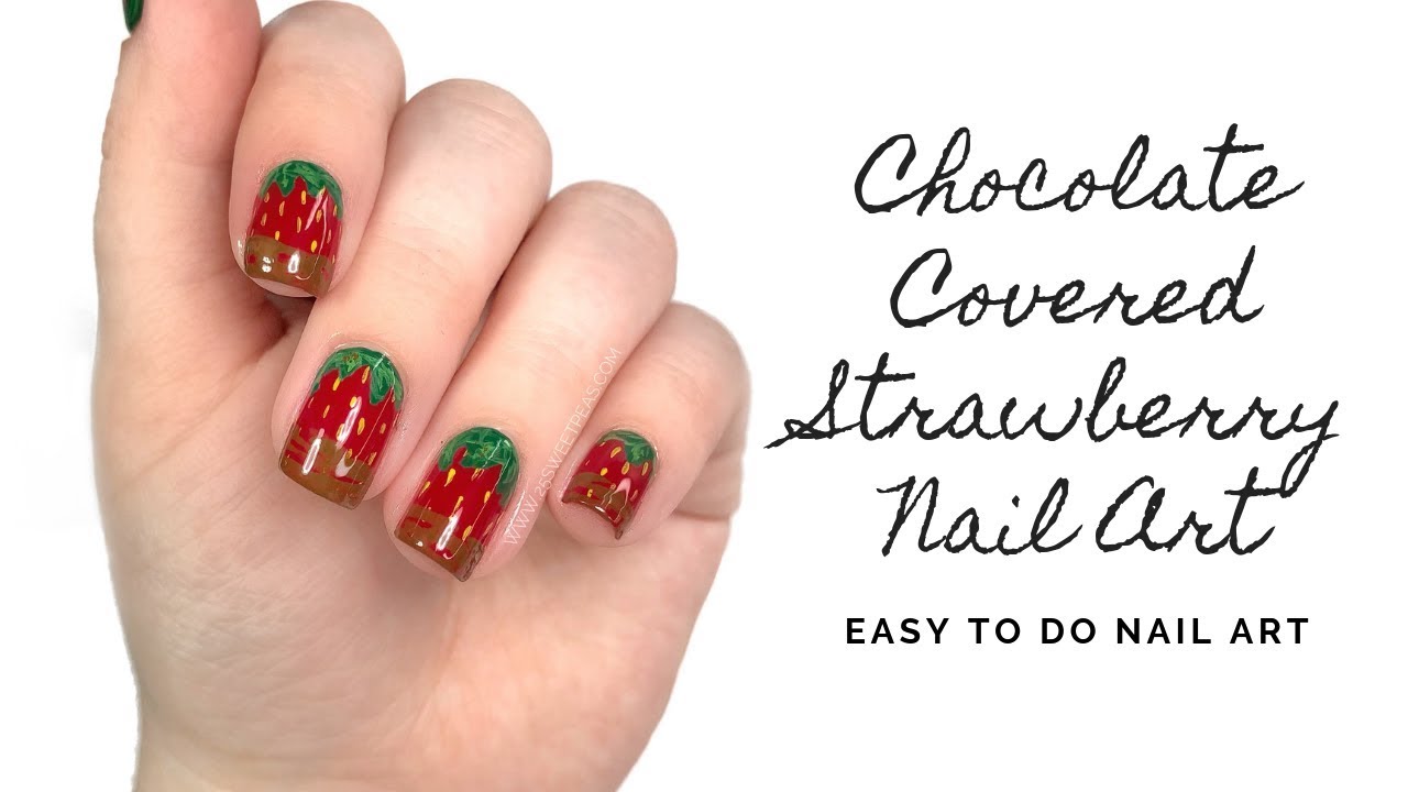 chocolate covered strawberry nail art