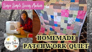 Patchwork Quilt from the Scrap Bin Made on my Singer Simple Sewing Machine