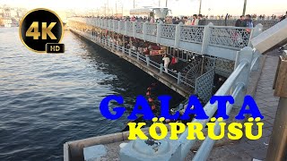 Eminönü Galata Köprüsü Balıkçılarla Kısa Bir Yürüyüş 4K Gezi