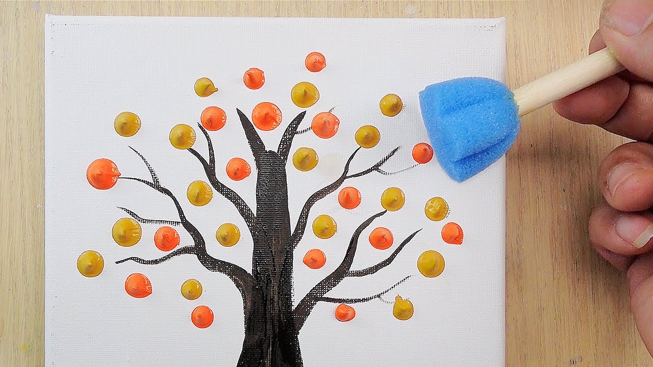 How To Paint An Autumn Tree | Acrylic painting for beginners - YouTube