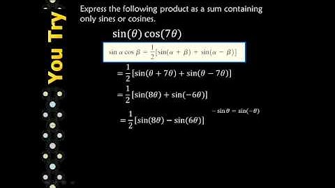 Product-to-Sum and Sum-to-Product Formulas: Precalculus