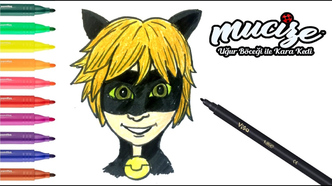 Easy Drawing Cat Noir Adrian I Kolay Kara Kedi Adrian Çizimi I How To