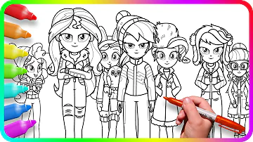Coloring Pages EQUESTRIA GIRLS - Winter Cold / How to draw My Little Pony. Easy Drawing Tutorial Art