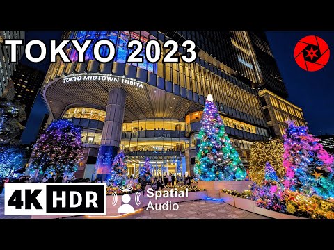 2023 Tokyo Christmas Lights 2 hour Night Walk - 4K HDR 60FPS Spatial Audio