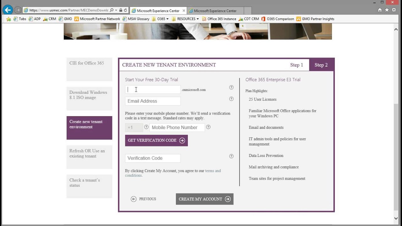 How To Provision An Office 365 Tenant Through The Microsoft Experience Center Mec Demo Youtube