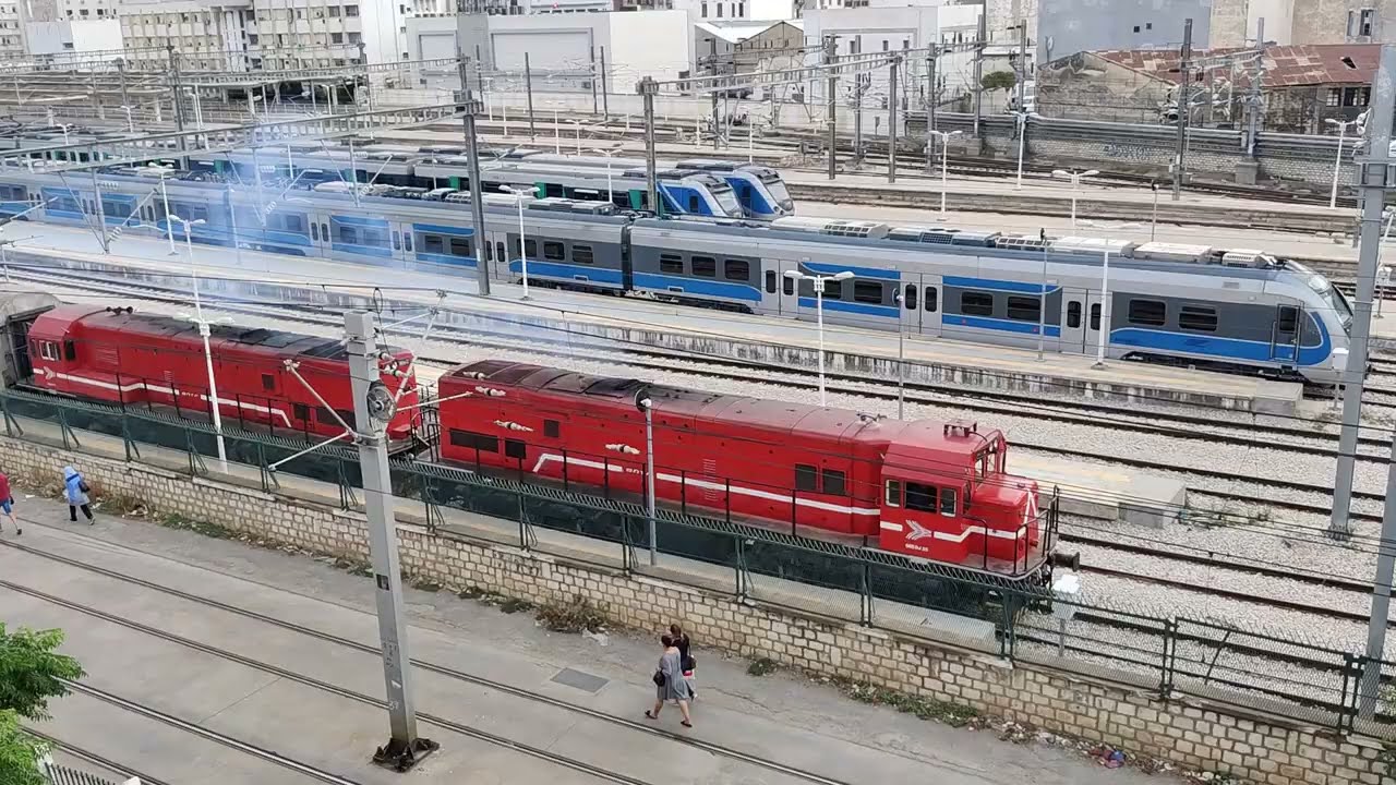 SNTF locos 060 DJ 02 and 060 DJ 25 departing Tunis Ville