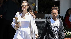 Angelina Jolie In White For Shopping With Pax And Zahara