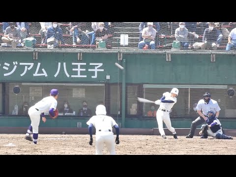 日大三高 土屋マックス清文 タイムリー3ベース *風切音 2021年4月18日(日)春季東京都高校野球大会[準々決勝明大中野八王子戦]