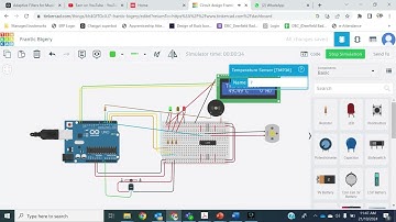 Tinkercad DC motor control using arduino and temperature sensor  TMP 36