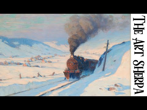 Impressionist Train in the Snow Beginners Learn to paint Acrylic Tutorial Step by Step