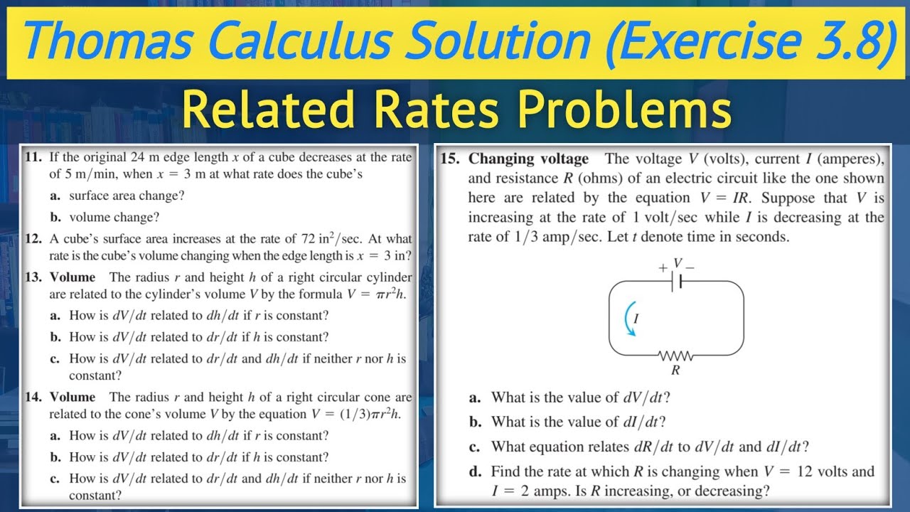 Thomas calculus exercise 3.8 Q11 to Q15 | Related rates problems urdu hindi || Lec 69