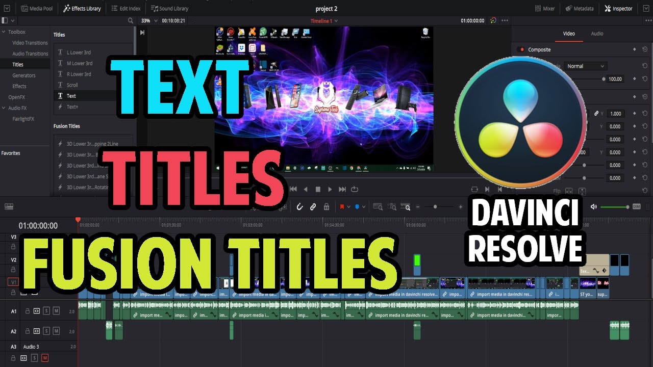 how to add text in davinci resolve