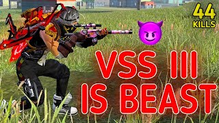 SOLO VS SQUAD || VSS III THE MOST DANGEROUS WEAPON IN FF🔥 !!! 2xWIN 44 KILLS ||99% HEADSHOT INTEL I5