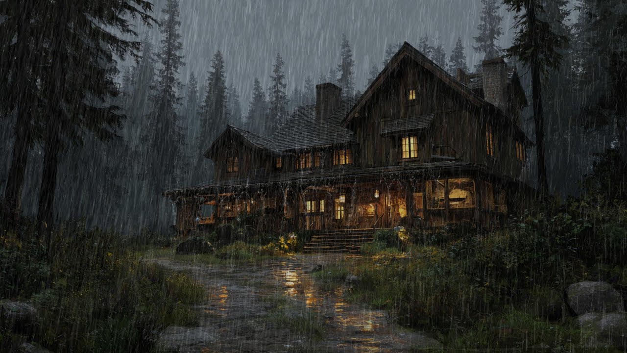 Rainy Night in the Woods Ambience | Relaxation Sounds and Cozy Cabin ...