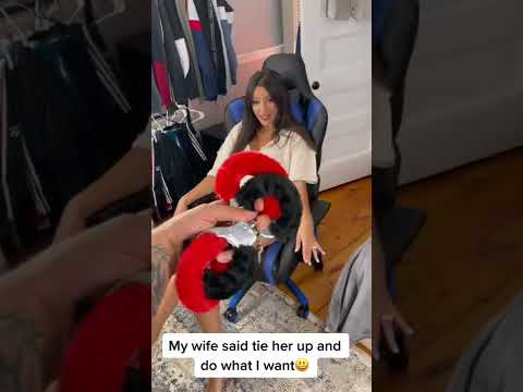 handcuff prank on wife tied up gaming chair