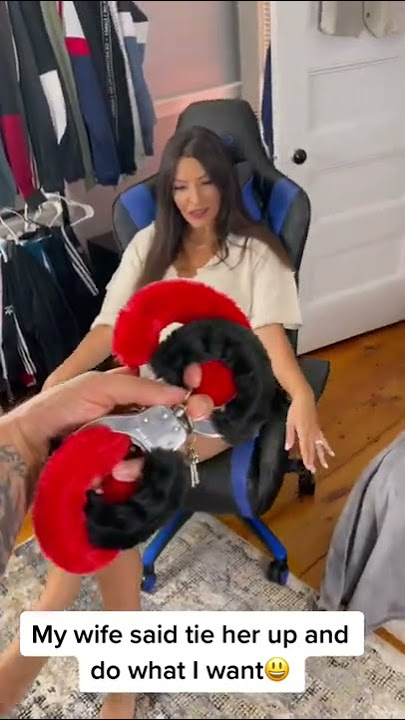 handcuff prank on wife tied up gaming chair