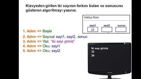 Algoritmalar İki sayının farkını bulan algoritma