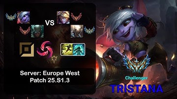 Tristana ADC + Pyke vs Ezreal + Pantheon - EUW Challenger - Patch 25.S1.3