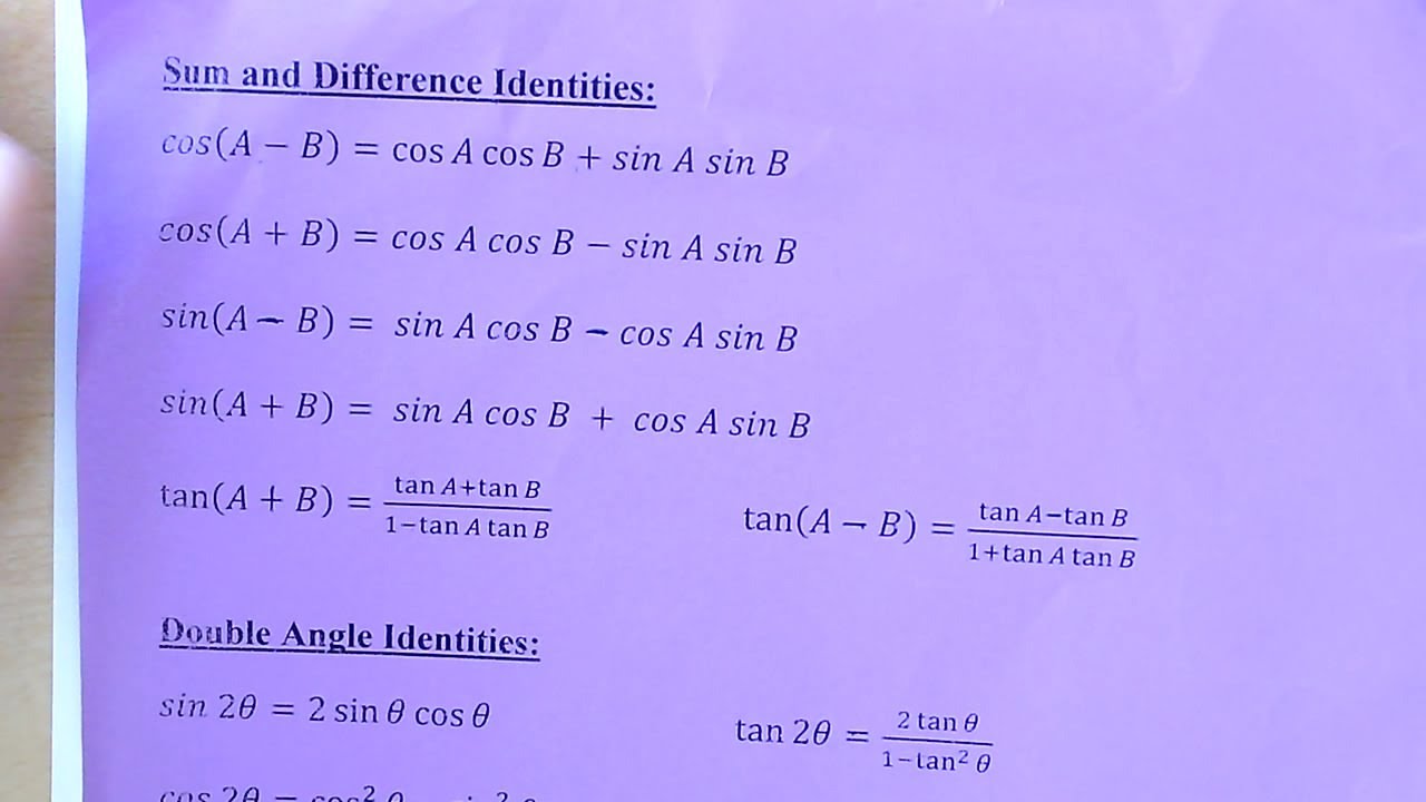 5-4 Part 2 Sum and Difference Formulas - YouTube