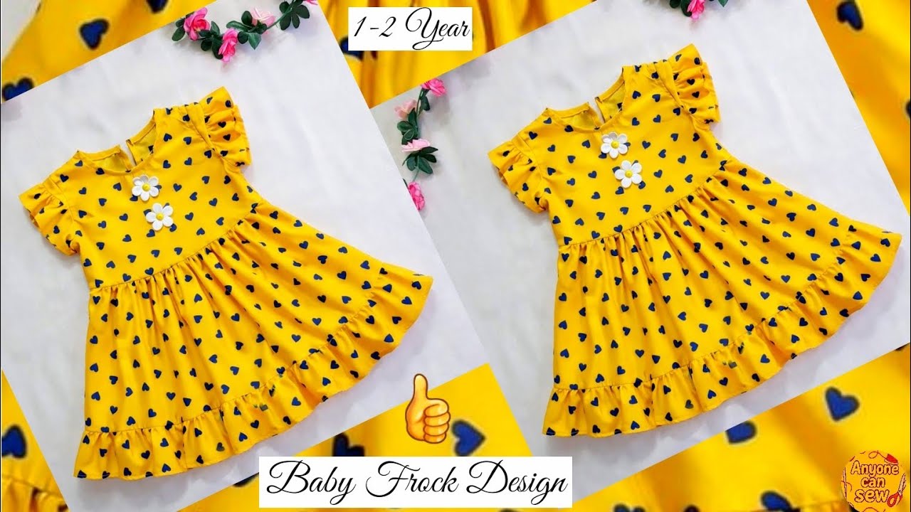 Very easy frill baby frock design cutting and stitching | Yoke baby frock cutting and stitching