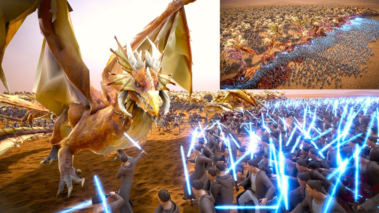 Sun Dragons Army vs Jedis - uebs2 ☀️(4K) - Ultimate Epic Battle Simulator 2