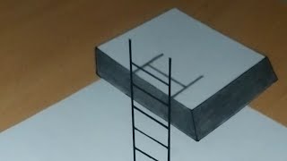 Optical illusion 3D ladder drawing step by step||Fauzia Arts||Illusion||3D art tricks