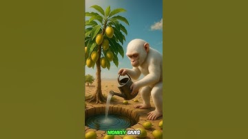 Monkey plants a mango tree in the desert and another monkey fills water in a pit 😭 #ai #monkey#usa