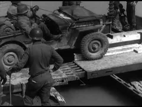 WW2: Infantry Support Raft Used as Ferry, Gundelshausen, Germany (April 26, 1945)