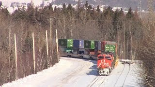 Late CN Stack Train 120 w/ex CSX Unit Entering Moncton Gordon Yard